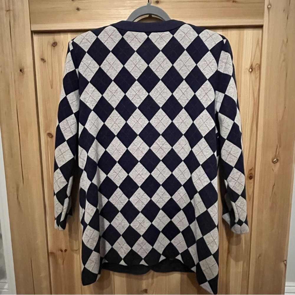 Stuart Alan Vintage Navy and White Argyle Cardigan - Picture 2 of 4